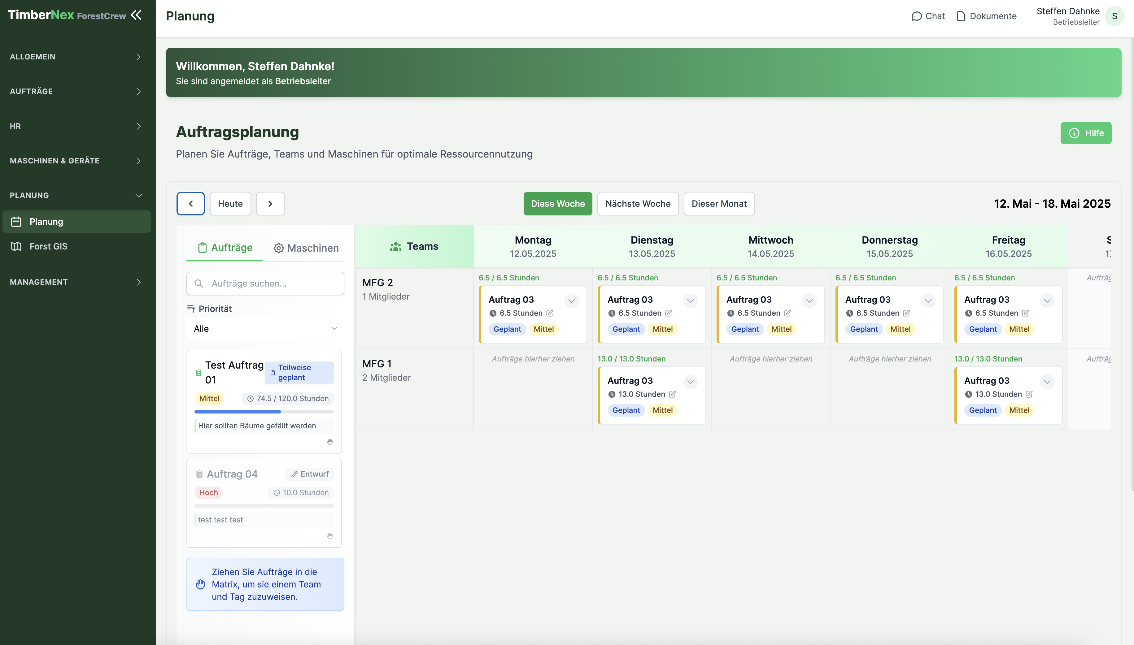 ForestCrew task planning and resource management