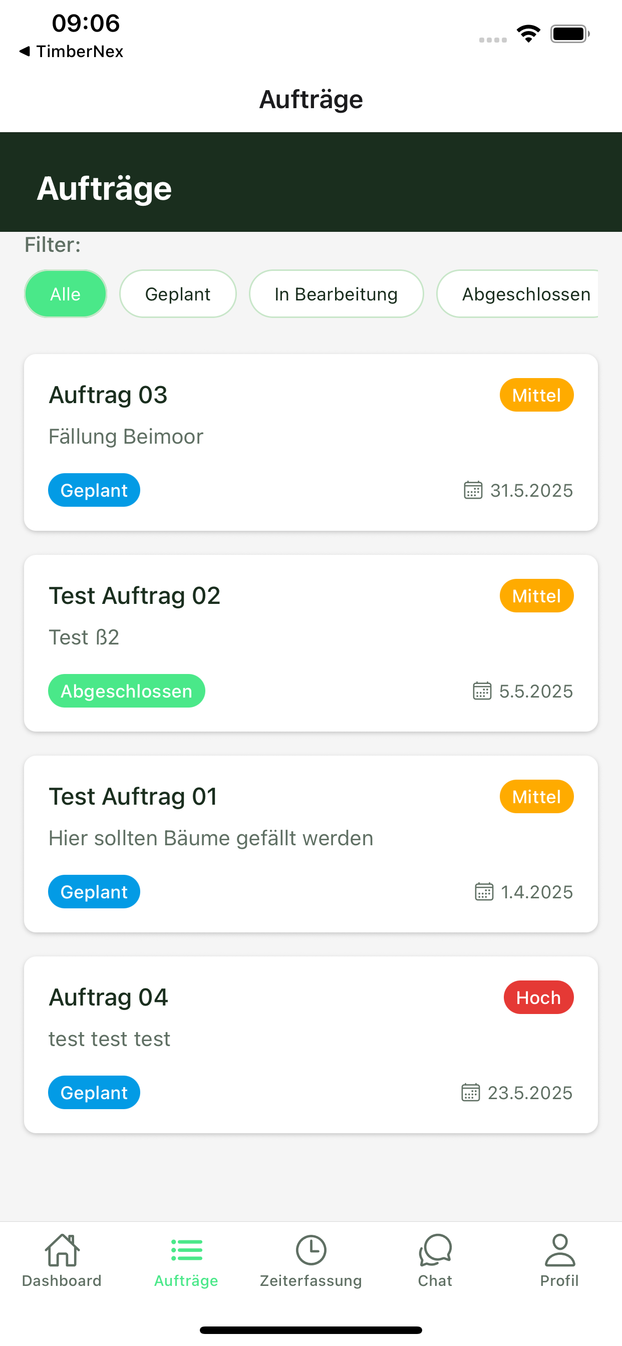 ForestCrew Mobile order overview